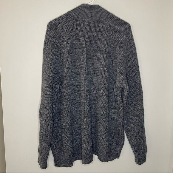 LL Bean Cotton Charcoal Grey Knit Zip Up Cardigan Sweater Size L - Picture 4 of 4